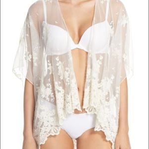 Band of Gypsies Floral Embroidered and Mesh Kimono